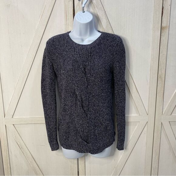 Talbots Cable Knit Twist Front Sweater In Marbled Gray Size Small Petite - Picture 9 of 14